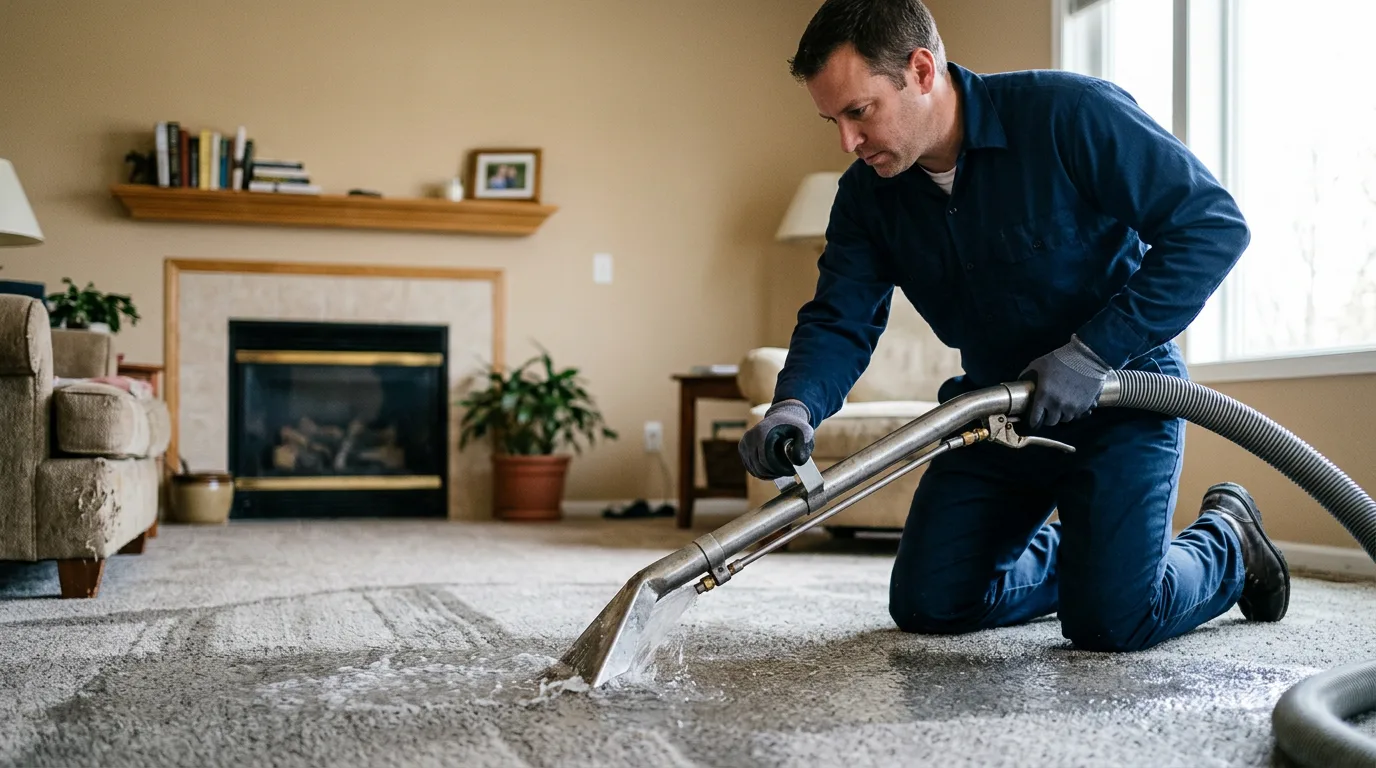 Water damage restoration technician working near Macon, MO